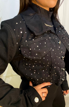 Jaqueta Jeans Strass Ana Preta