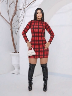 Vestido Curto Xadrez Sophie Vermelho - loja online