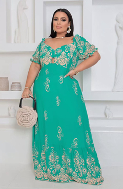 Vestido Longo Plus Solange Verde Bandeira