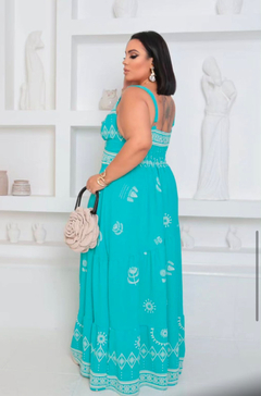 Vestido Longo Plus Alessandra Azul Turquesa na internet