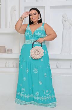 Vestido Longo Plus Alessandra Azul Turquesa - AUTHENTIC STORE LTDA