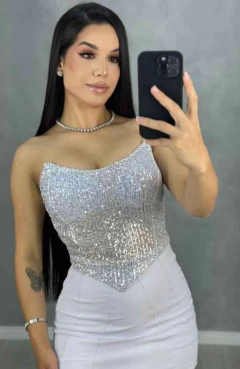 Corset Paetê Angel Branco 45457