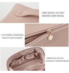 Necessaire Bolsa Couro Pu Feminina Organizador Viagem Maquiagem Cosmeticos Grande Preta na internet