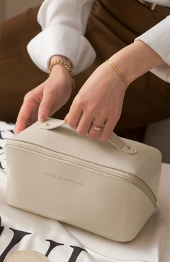 Nécessaire Bolsa Couro Pu Feminina Organizador Viagem Maquiagem Cosméticos Grande - Off