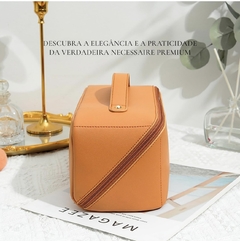 Necessaire Bolsa Couro Pu Feminina Organizador Viagem Maquiagem Cosmeticos Grande - Caramelo - loja online