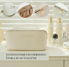 Nécessaire Bolsa Couro Pu Feminina Organizador Viagem Maquiagem Cosméticos Grande - Off