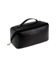 Necessaire Bolsa Couro Pu Feminina Organizador Viagem Maquiagem Cosmeticos Grande Preta - loja online