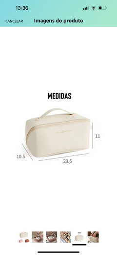 Necessaire Bolsa Couro Pu Feminina Organizador Viagem Maquiagem Cosmeticos Grande - Verde Claro