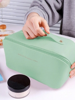 Necessaire Bolsa Couro Pu Feminina Organizador Viagem Maquiagem Cosmeticos Grande - Verde Claro - comprar online
