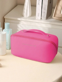 Nécessaire Bolsa Couro Pu Feminina Organizador Viagem Maquiagem Cosméticos Grande - Pink na internet