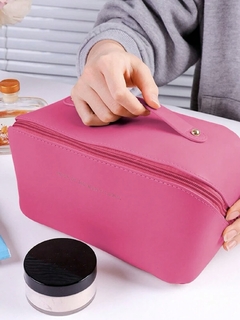 Nécessaire Bolsa Couro Pu Feminina Organizador Viagem Maquiagem Cosméticos Grande - Pink - AUTHENTIC STORE LTDA