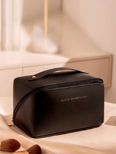 Necessaire Bolsa Couro Pu Feminina Organizador Viagem Maquiagem Cosmeticos Grande Preta - comprar online