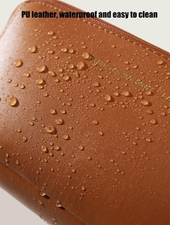 Necessaire Bolsa Couro Pu Feminina Organizador Viagem Maquiagem Cosmeticos Grande - Caramelo - comprar online