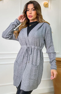 Cardigan Modal Alongado Vilma Cinza