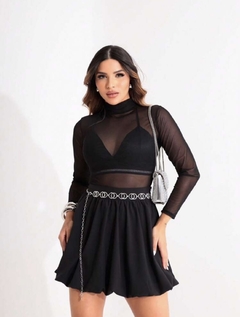 Saia Balonê Elegance Preta Casual Tendência na internet