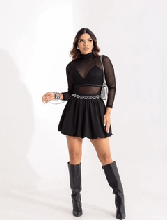 Saia Balonê Elegance Preta Casual Tendência na internet