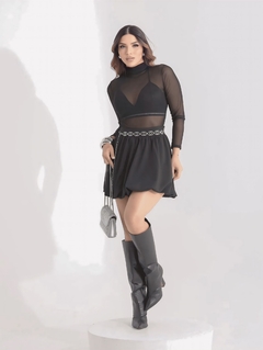 Saia Balonê Elegance Preta Casual Tendência - loja online