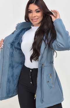 Parka Lã Batida Penelope Azul