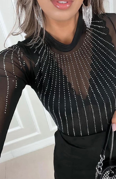 Body De Tule Pedraria Sunshine Preto - comprar online