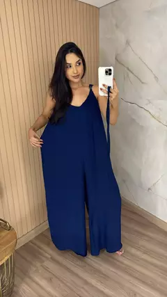 Macacão Pantalona Giseli Azul Marinho - AUTHENTIC STORE LTDA