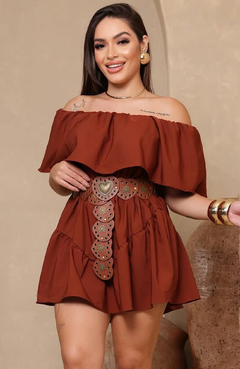 Vestido Macaquinho Kessia Caramelo - comprar online