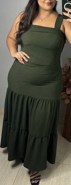 Vestido Longo Plus Maria Verde Militar na internet