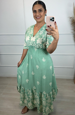 Vestido Longo Kaftan Verde Claro 844 - comprar online