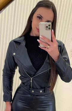 Jaqueta Courino Cecilia Preta - comprar online