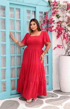 Vestido Longo Plus Mayla Vermelho na internet