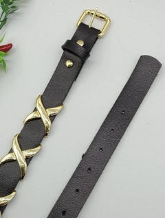 Cinto De Couro Inspiracao Francesca Preto C/ Metal - comprar online