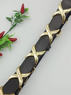 Cinto De Couro Inspiracao Francesca Preto C/ Metal - AUTHENTIC STORE LTDA