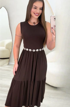 Vestido Malha Regata Zara Marrom - comprar online