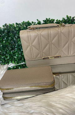 Kit Bolsa Transversal De Ombro Mily Bege