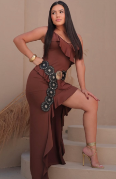 Vestido Longo Grécia Marrom - comprar online