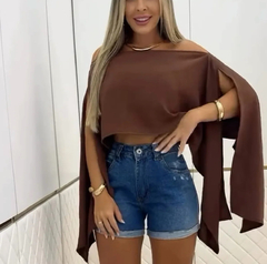 Blusa Bata Capa Marrom - loja online