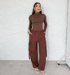 Calça Cargo Parachute Feminina Marrom - loja online