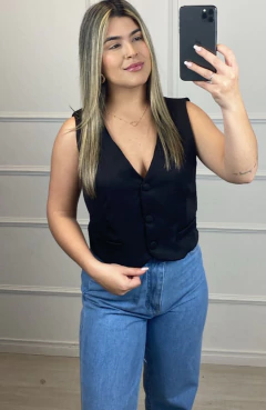 Colete Alfaiataria Curto Preto - comprar online