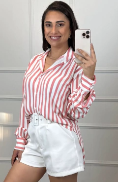 Camisa Listrada Mullet Rosa Bebê - comprar online
