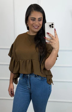 Blusa Bata Rachel Marrom - comprar online
