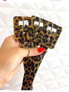 Cinto Couro Fino Retro Animal Print - comprar online