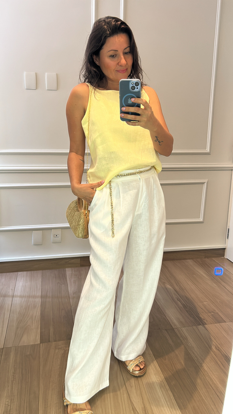 Regata linho 100% amarela - comprar online