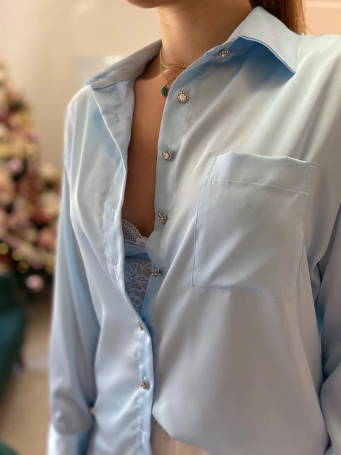 Top renda Bralette Cetim azul