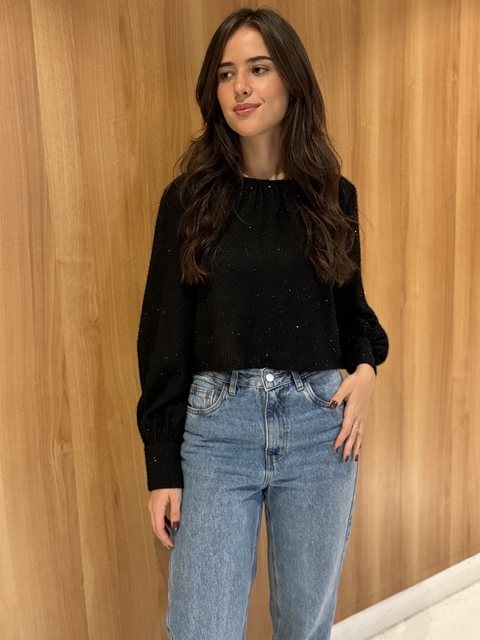 Blusa crepe texturizado preta - comprar online