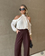 Calça Pantalona Alfaiataria Marrom - Chic Noah/ Elegante e atemporal