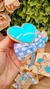 Tiara com coração bege e azul e laço - comprar online