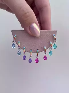 Argola clique gota Aquamarine - Universo Prata