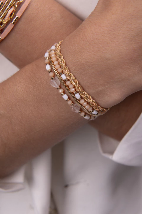 Pulseira Macramê Cristais Salmão - comprar online