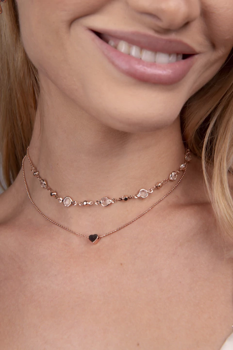 Colar Delicadinho Coração Rosê - comprar online