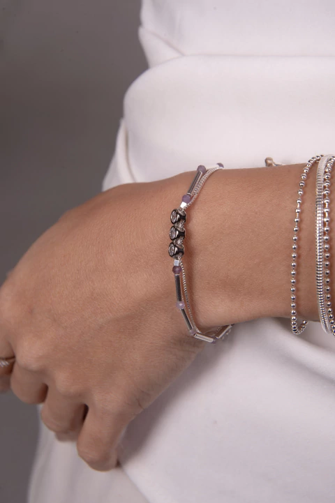 Pulseira Ponto de Luz Cristal Lilás - comprar online