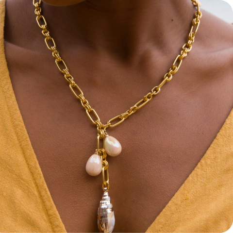 Colar Elos Pingente Concha